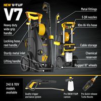 V7240 - 2100W 195 Bar Induction Pressure Washer 240V