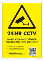 SIG550 - Black on Yellow 24Hr CCTV Warning Sign A4 Size 297mm x 210mm
