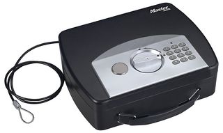 P008EML - Compact Portable Digital Combination Safe with Steel Tethering Cable