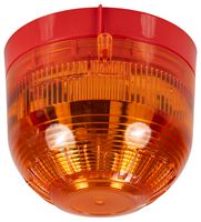 PSB-0090 - Sonos 2J Xenon Beacon with Shallow Base - Red Body - Amber Lens 10-60V