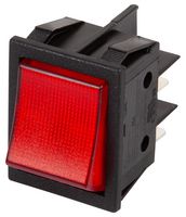 B418C1G000000 - Red Illuminated Rocker Switch, On Off, DPST, 250V AC, 16A
