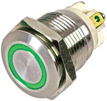 PELR0256 - Green Vandal Resistant Momentary Push Button Switch, 2A, 36V DC