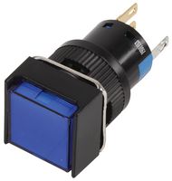 RJS-K16-381-BE-65J - Illuminated Pushbutton Switch, SPDT, Maintained, 12V DC, 3A, Square, Latching, Blue
