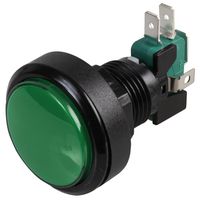 RJS-GME3-G-12V-D - LED Illuminated Round Flat Push Button Switch, Arcade Gaming, Momentary, SPST, NO / NC, 12V DC, Green