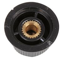 CP-LB28-5-6D - 28mm Instrument Knob, Black with Grey Top, 6mm Round Shaft