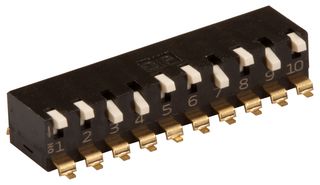 MCEPM-10 - DIP / SIP Switch, SMD Piano Key, SPST-NO, 24V, 10 Way
