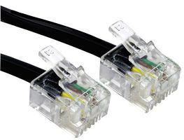88BT-101K - Black RJ11 Plug to Plug Modem Cable - 1m