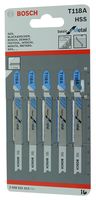 2608631013 - T118A Basic for Metal T-Shank Smooth Cut Jigsaw Blades, 5 Pack