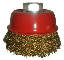 51960104 - 4" Brassed Steel Wire Crimp Brush used with M14 Thread Angle Grinder