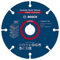 2608901189 - 5" (125mm x 1mm x 22.23mm) Angle Grinder Expert Carbide Multi-Material Wood, Plastic & Composites Cutting Disc
