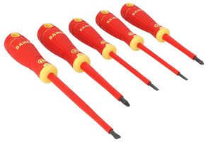 B220.015 - VDE Insulated Slotted & Pozidriv Screwdriver Set, 5 Piece