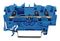 2001-1304 - 3 Conduct Through Terminal Block, Push in Cage Clamp, 35mm DIN Rail Mount, 22AWG to 14AWG, 800V, 17.5A, Blue