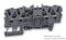 2001-1401 - 4 Conduct Through Terminal Block, Push in Cage Clamp, 35mm DIN Rail Mount, 22AWG to 14AWG, 800V, 17.5A, Grey