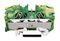 2010-1207 - 2 Conduct Ground Through Terminal Block, Push in Cage Clamp, 35mm DIN Mount Rail, 20AWG to 6AWG, 800V, 57A, Green