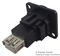 CP30208N - USB 2.0 A to A Feedthrough Panel Mount Connector, CSK hole, Black Plastic XLR Frame
