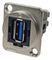 CP30205NM - USB 3.0 A to A Feedthrough Panel Mount Connector, CSK hole, Silver Metal XLR Frame