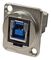 CP30206NM - USB 3.0 B to A Feedthrough Panel Mount Connector, CSK hole, Silver Metal XLR Frame