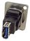 CP30206NM - USB 3.0 B to A Feedthrough Panel Mount Connector, CSK hole, Silver Metal XLR Frame