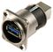 NAUSB3 - USB 3.0 A to B Reversible Socket to Socket Panel Mount Feedthrough Adaptor, Metal D-Shape Housing