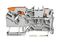 2102-5201 - 2 Conductor Through Terminal Block with Lever and Push Button Cage Clamp, 35mm DIN Rail, Test Point,  800V, 24A, 22AWG to 12AWG,
