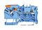 2102-5204 - 2 Conductor Through Terminal Block with Lever and Push Button Cage Clamp, 35mm DIN Rail, Test Point,  800V, 24A, 22AWG to 12AWG,