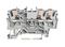 2202-1301 - 3 Conductor Through Terminal Block with Push Button and Test Port, 35mm DIN Rail, 800V, 24A, 22AWG to 12AWG,  Grey