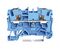 2204-1204 - 2 Conductor Through Terminal Block with Push Button Cage Clamp and Test Port, 800V, 32A, 20AWG to 10AWG, DIN Rail 35mm, Blue