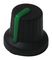 MC72604S - 16mm Soft Touch Instrument Knob, Black / Green, 6mm Shaft