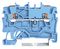 2201-1204 - 2 Conductor Through Terminal Block with Push Button, Push in Cage Clamp, 22AWG to 14AWG,  800V, 17.5A, Blue