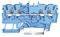 2201-1404 - 4 Conductor Through Terminal Block with Push Button, Push in Cage Clamp, 22AWG to 14AWG,  800V, 17.5A, Blue