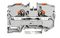 2210-1201 - 2 Conductor Through Terminal Block with Push Button Cage Clamp and Test Port, 800V, 57A, 20AWG to 6AWG,  Grey