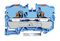 2210-1204 - 2 Conductor Through Terminal Block with Push Button Cage Clamp and Test Port, 800V, 57A, 20AWG to 6AWG,  Blue