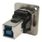 CP30206NM3 - USB B 3.0 Socket to USB A 3.0 Socket Feedthrough Connector, Metal, Silver, Plain Holes