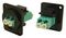 CP30246M3B - Fibre Optic LC Duplex to LC Duplex Feedthrough Connector, Panel Mount, Plain Holes, Black Metal Frame, OM3