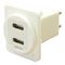 CP30212XW - Dual USB C Sockets to Dual USB C Plugs Feedthrough Connector Adaptor, White, Plastic, Plain Holes