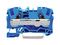 2006-1204 - 2 Conduct Through Terminal Block, Push in Cage Clamp, 35mm DIN Rail Mount, 20AWG to 8AWG, 800V, 41A, Blue