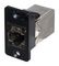 SGACK902SBPM - Shielded Cat6A Female to Female LP Panel Mount Coupler, Silver/Black - Rear Outlet 90° to Front Outlet