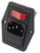 BVB01/Z0000/02 - IEC C14 Unfiltered Inlet, Red 1 Pole Neon Switch, Fused, Flange Mount, 250V AC, 10A