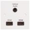 PELR0087 - 1 Gang Multimedia Wall Plate, 2x HDMI Sockets and 1x Optical TOSLink