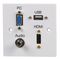 PELR0113 - 1 Gang Multimedia Wall Plate  HDMI Socket, 15 Pin VGA Socket, 3.5mm Stereo Jack Socket and USB Type A Socket