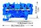 2001-1304 - 3 Conduct Through Terminal Block, Push in Cage Clamp, 35mm DIN Rail Mount, 22AWG to 14AWG, 800V, 17.5A, Blue