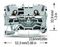 2004-1201 - 2 Conduct Through Terminal Block, Push in Cage Clamp, 35mm DIN Rail Mount, 20AWG to 10AWG, 800V, 32A, Grey