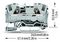 2006-1201 - 2 Conduct Through Terminal Block, Push in Cage Clamp, 35mm DIN Rail Mount, 20AWG to 8AWG, 800V, 41A, Grey