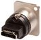 CP30116 - HDMI Feedthrough Panel Mount Connector, Gold Plated, CSK hole, Silver Metal XLR Frame