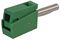 215-411 - 4mm Banana Plug With Cage Clamp Cable Termination, Green, 28 to 14AWG, 42V, 20A