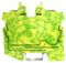 2250-1207 - 2 Conductor Ground Through 15mm DIN Rail Terminal Block with Push-In Clamp and Push Button, 16AWG to 24AWG, Green / Yellow