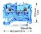 2201-1204 - 2 Conductor Through Terminal Block with Push Button, Push in Cage Clamp, 22AWG to 14AWG,  800V, 17.5A, Blue