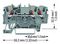 2201-1301 - 3 Conductor Through Terminal Block with Push Button, Push in Cage Clamp, 22AWG to 14AWG,  800V, 17.5A, Grey