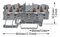 2201-1401 - 4 Conductor Through Terminal Block with Push Button, Push in Cage Clamp, 22AWG to 14AWG,  800V, 17.5A, Grey