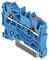 2202-1204 - 2 Conductor Through Terminal Block with Push Button and Test Port, 35mm DIN Rail, 800V, 24A, 22AWG to 12AWG,  Blue